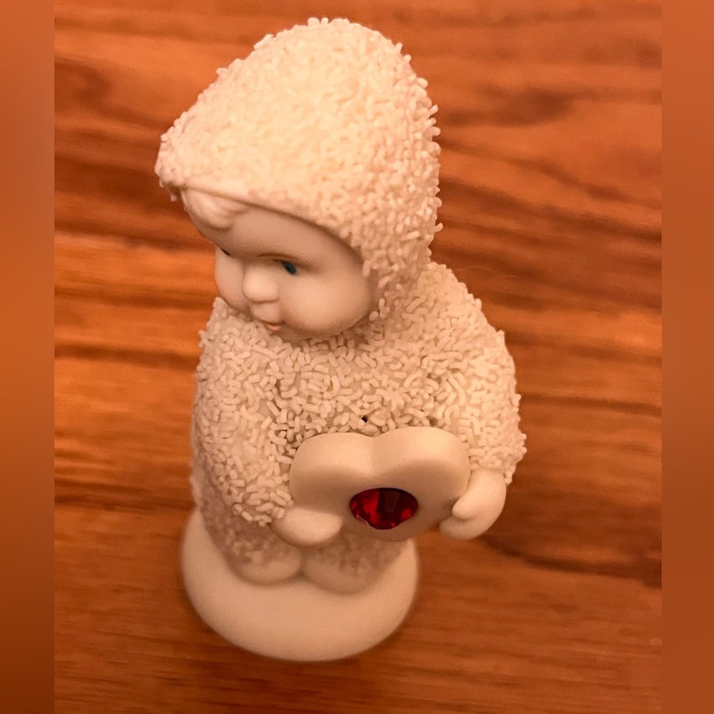 White Snowbabies Figurine, Special - July Birthstone Heart to Offer